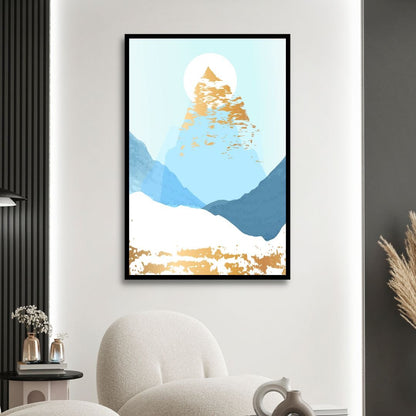 Abstract Gold Mountain Landscape Canvas Art for Modern Home Decor