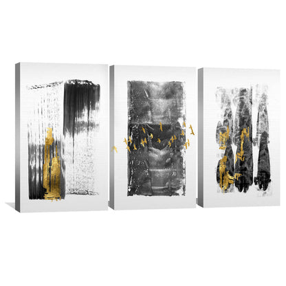 Abstract Gold Brushstroke Canvas Art for Elegant Home Decor