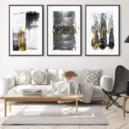 Abstract Gold Brushstroke Canvas Art for Elegant Home Decor