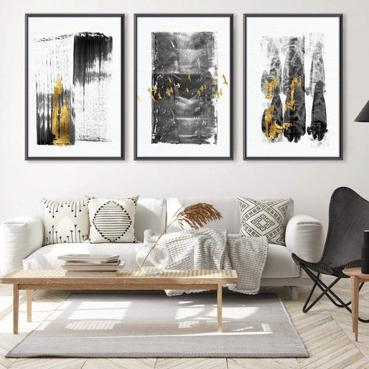 Abstract Gold Brushstroke Canvas Art for Elegant Home Decor