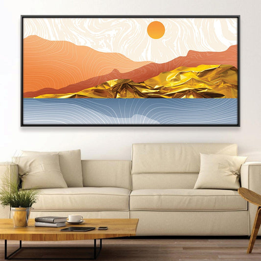 Stunning Gold Landscape Oil Painting for Modern Home Decor