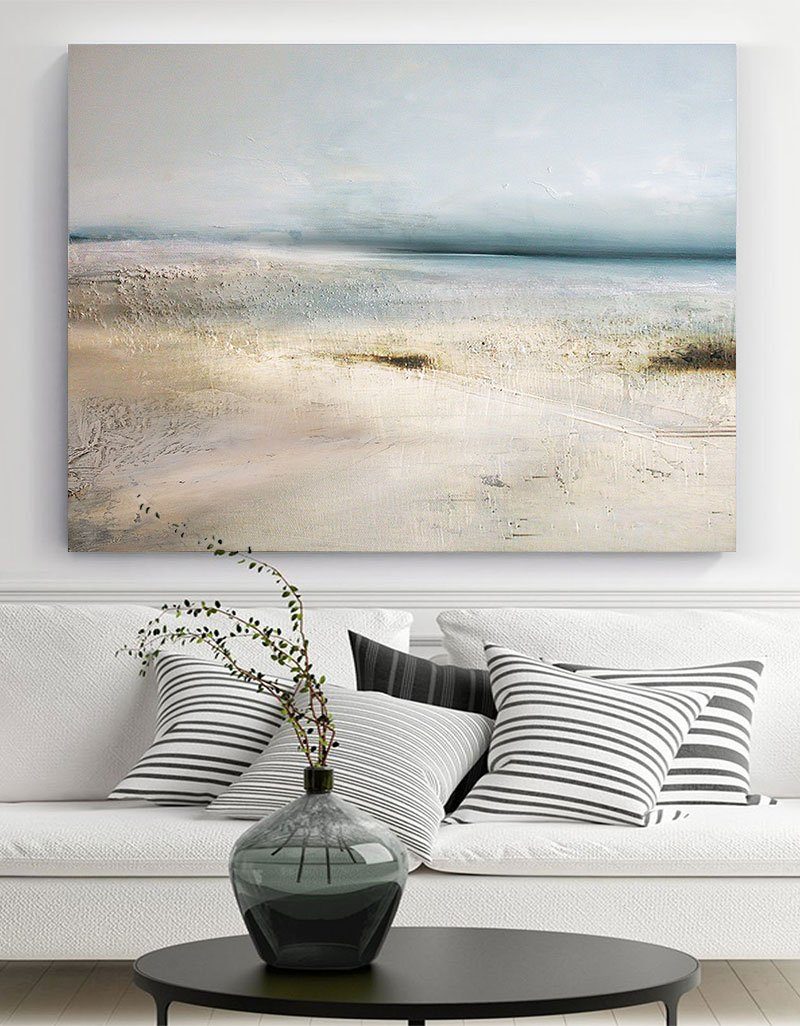 Serene Coastal Landscape Oil Painting for Modern Home Decor