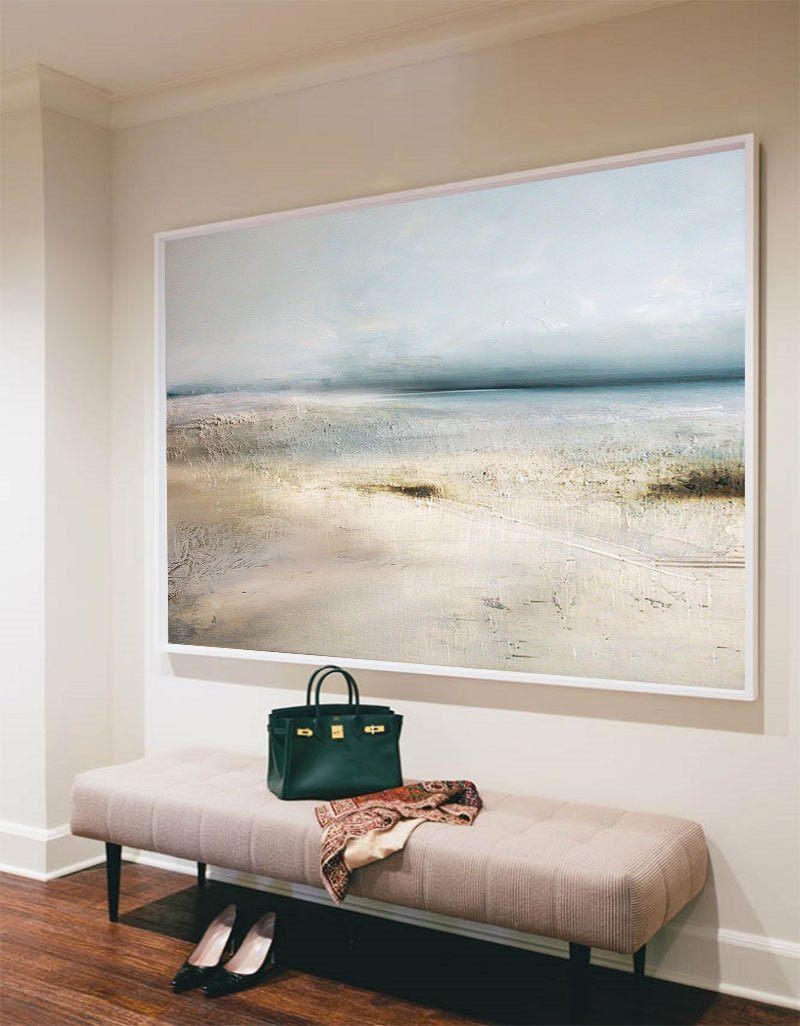 Serene Coastal Landscape Oil Painting for Modern Home Decor