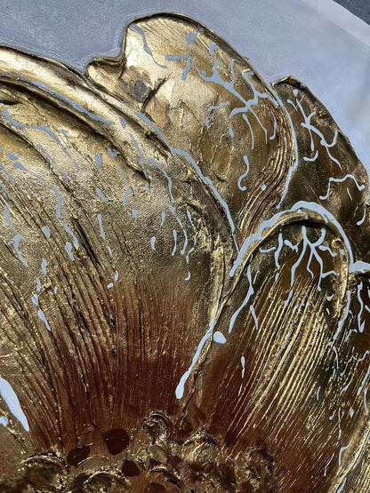 Elegant Gold Dandelion Oil Painting for Luxurious Home Decor