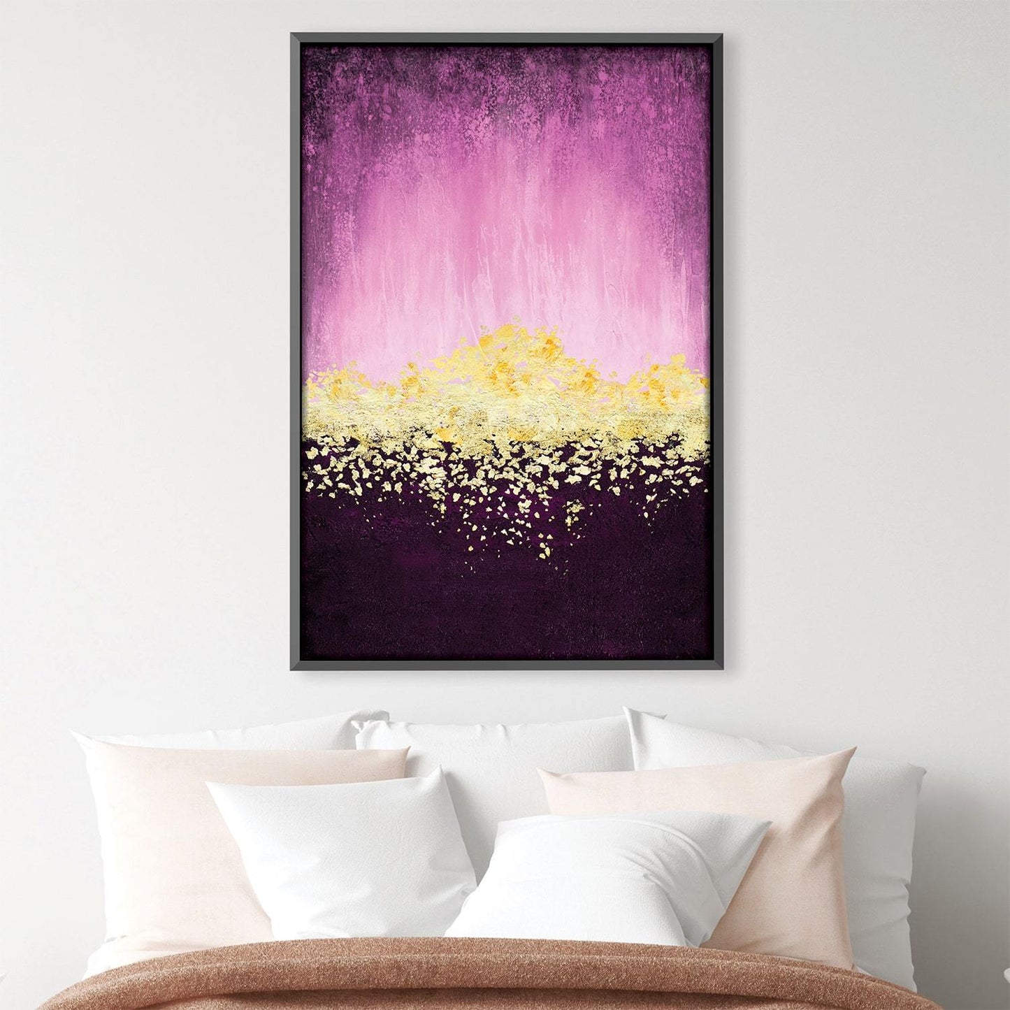 Radiant Sunrise in Pink and Gold - Abstract Oil Painting for Modern Decor