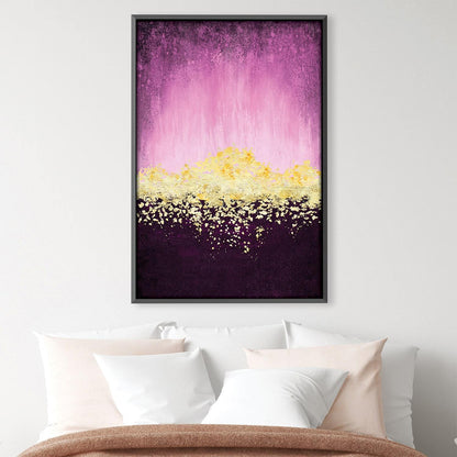 Radiant Sunrise in Pink and Gold - Abstract Oil Painting for Modern Decor