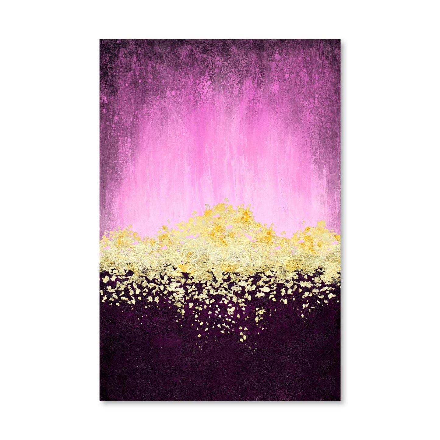 Radiant Sunrise in Pink and Gold - Abstract Oil Painting for Modern Decor