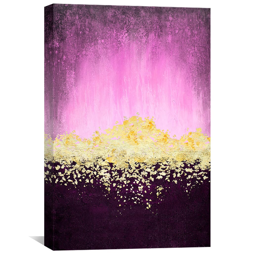 Radiant Sunrise in Pink and Gold - Abstract Oil Painting for Modern Decor