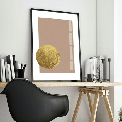 Serene Golden Moon Abstract Oil Painting for Modern Home Decor