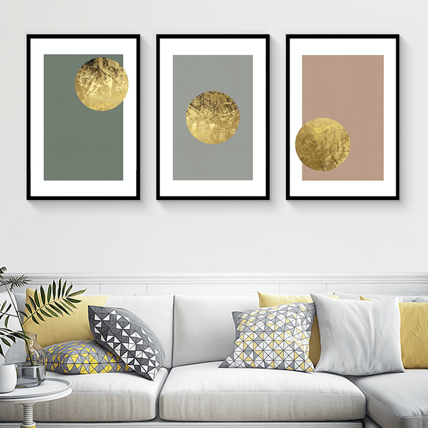 Serene Golden Moon Abstract Oil Painting for Modern Home Decor