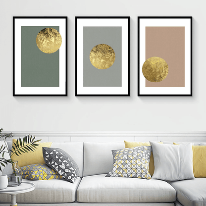 Serene Golden Moon Abstract Oil Painting for Modern Home Decor