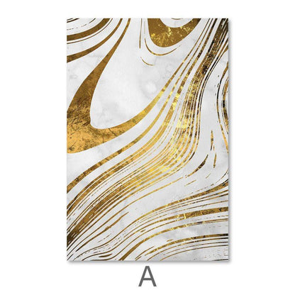 Elegant Gold Wave Abstract Oil Painting for Chic Home Decor