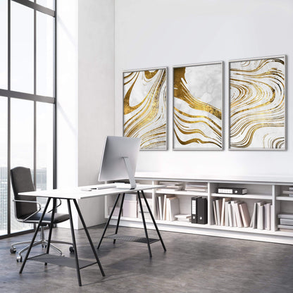 Elegant Gold Wave Abstract Oil Painting for Chic Home Decor