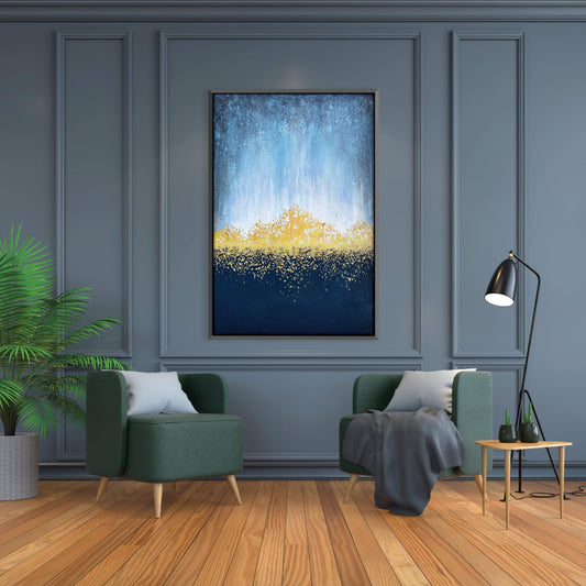 Abstract Golden Starlight Oil Painting for Modern Home Decor