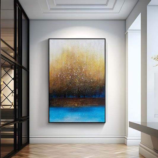 Radiant Golden Cloudburst Landscape Oil Painting for Modern Home Décor