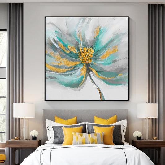 Elegant Golden Lily Flower Oil Painting for Home Decor
