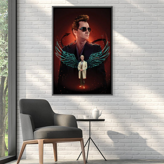 Angel and Demon Duality Oil Painting for Modern Home Decor