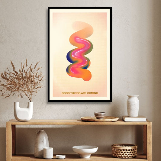 Colorful Retro Abstract Art for Positive Vibes and Modern Home Decor
