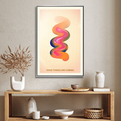 Colorful Retro Abstract Art for Positive Vibes and Modern Home Decor