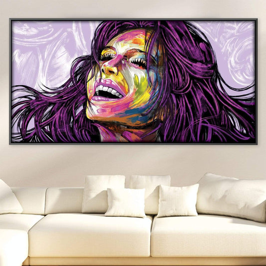 Vibrant Joyful Expression Canvas Art - Modern Oil Painting of Happiness