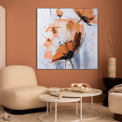 Elegant Orange Floral Oil Painting for Modern Home Decor