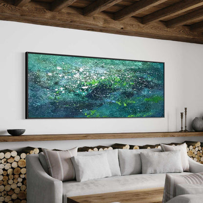 Vibrant Abstract Ocean-Inspired Oil Painting for Modern Home Decor