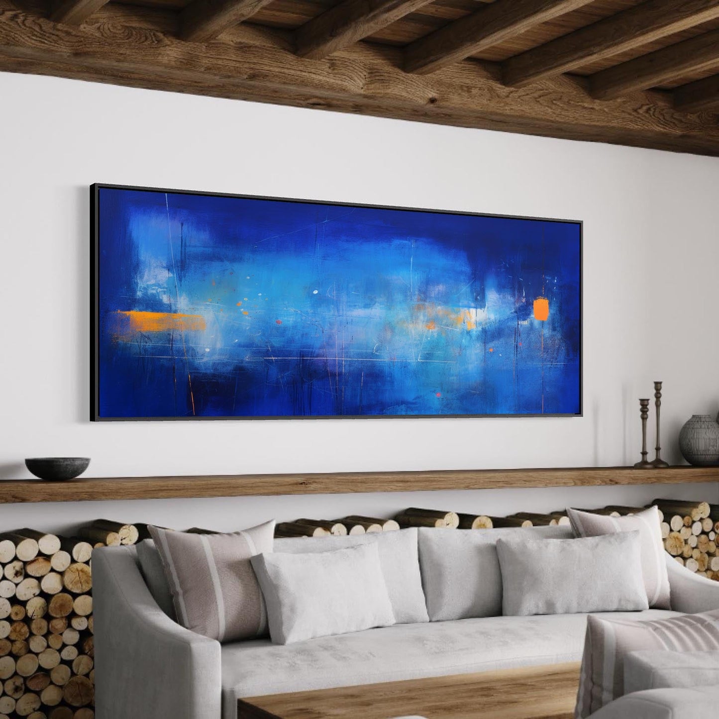 Vibrant Blue Abstract Oil Painting for Modern Home Décor