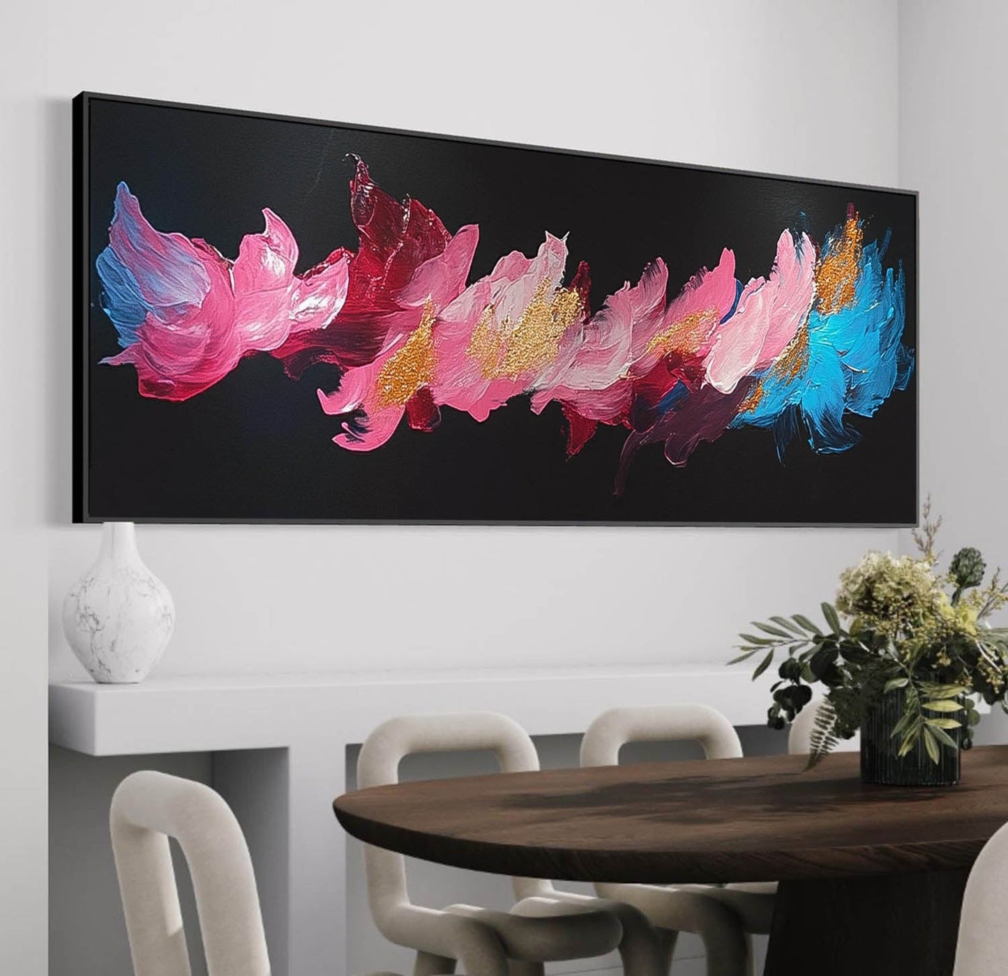 Vibrant Abstract Floral Oil Painting on Canvas for Modern Home Decor