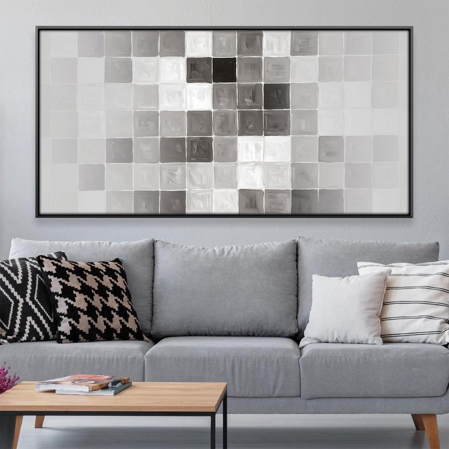 Abstract Grey Scale Oil Painting for Modern Home Decor