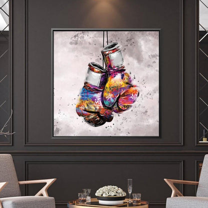 Vibrant Graffiti Boxing Gloves Oil Painting for Modern Art Decor