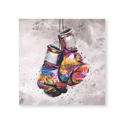 Vibrant Graffiti Boxing Gloves Oil Painting for Modern Art Decor