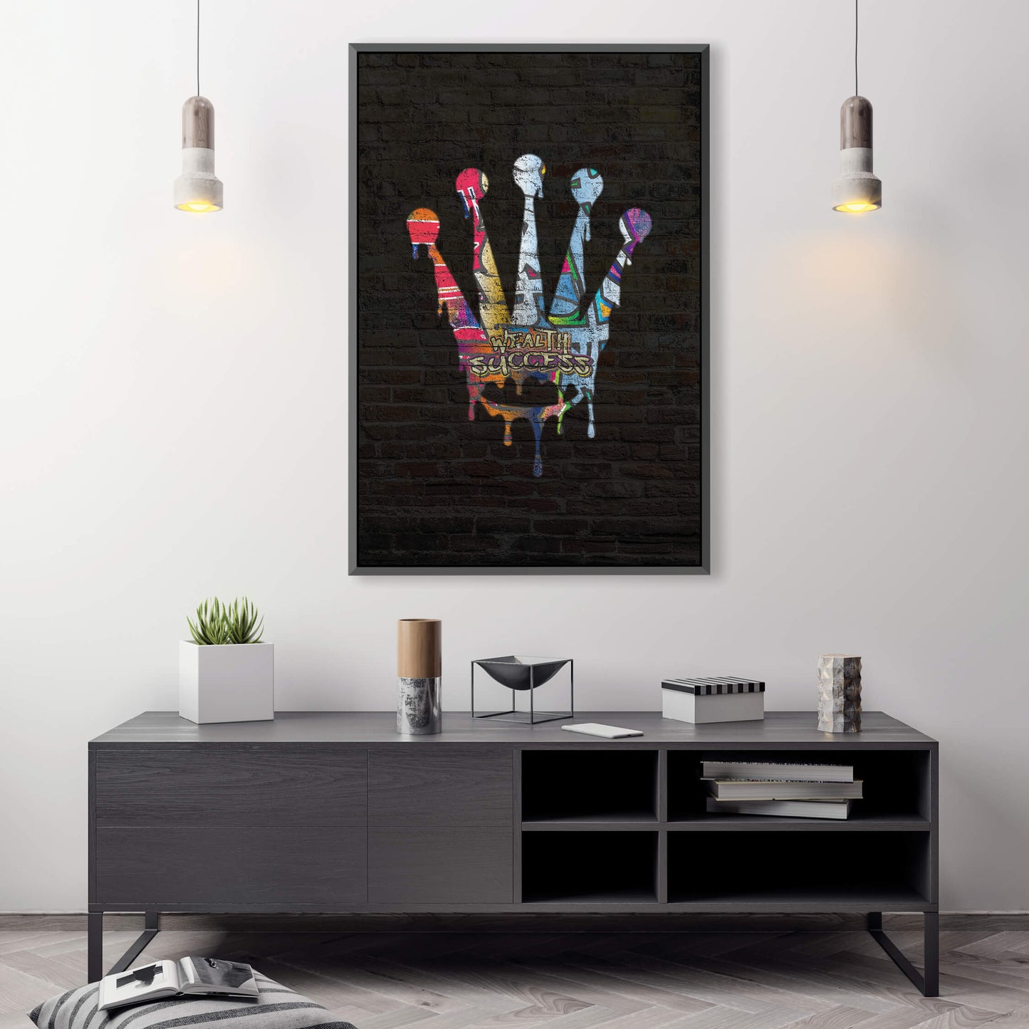 Vibrant Graffiti Crown Oil Painting for Modern Home Décor and Artistic Style