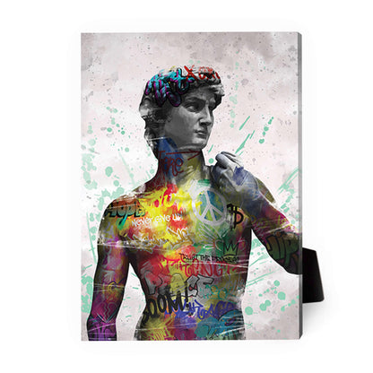 Vibrant Graffiti Art Canvas of David Statue for Modern Home Decor