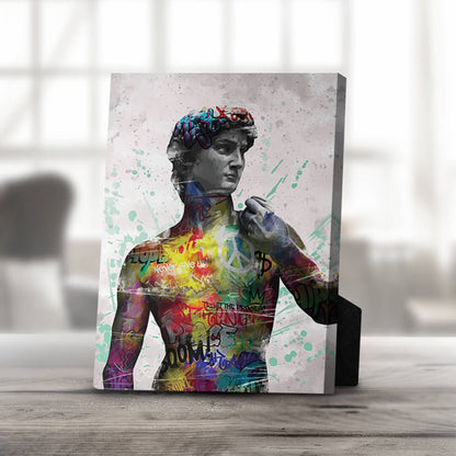 Vibrant Graffiti Art Canvas of David Statue for Modern Home Decor