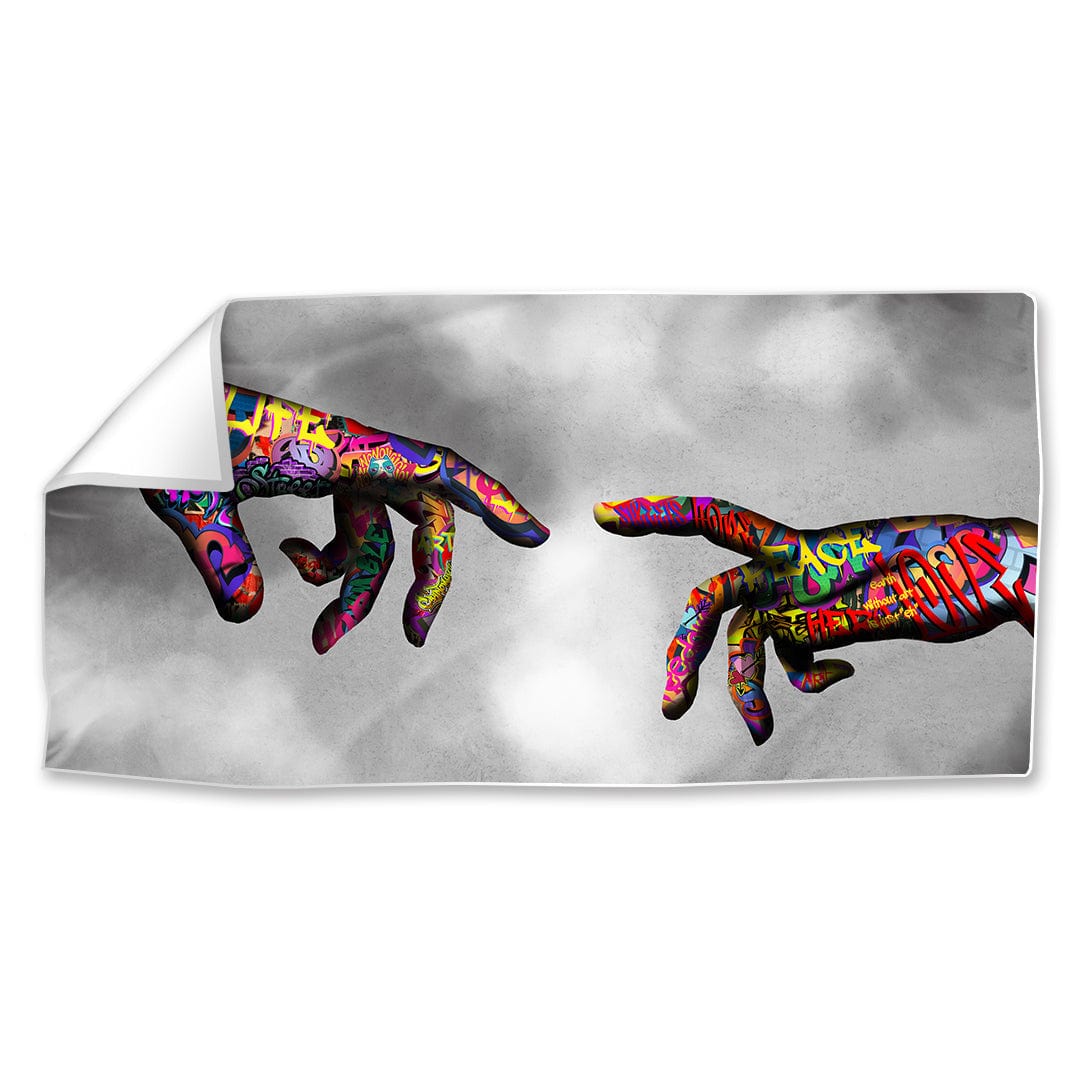 Vibrant Graffiti Hand of God Oil Painting for Modern Wall Art Decor