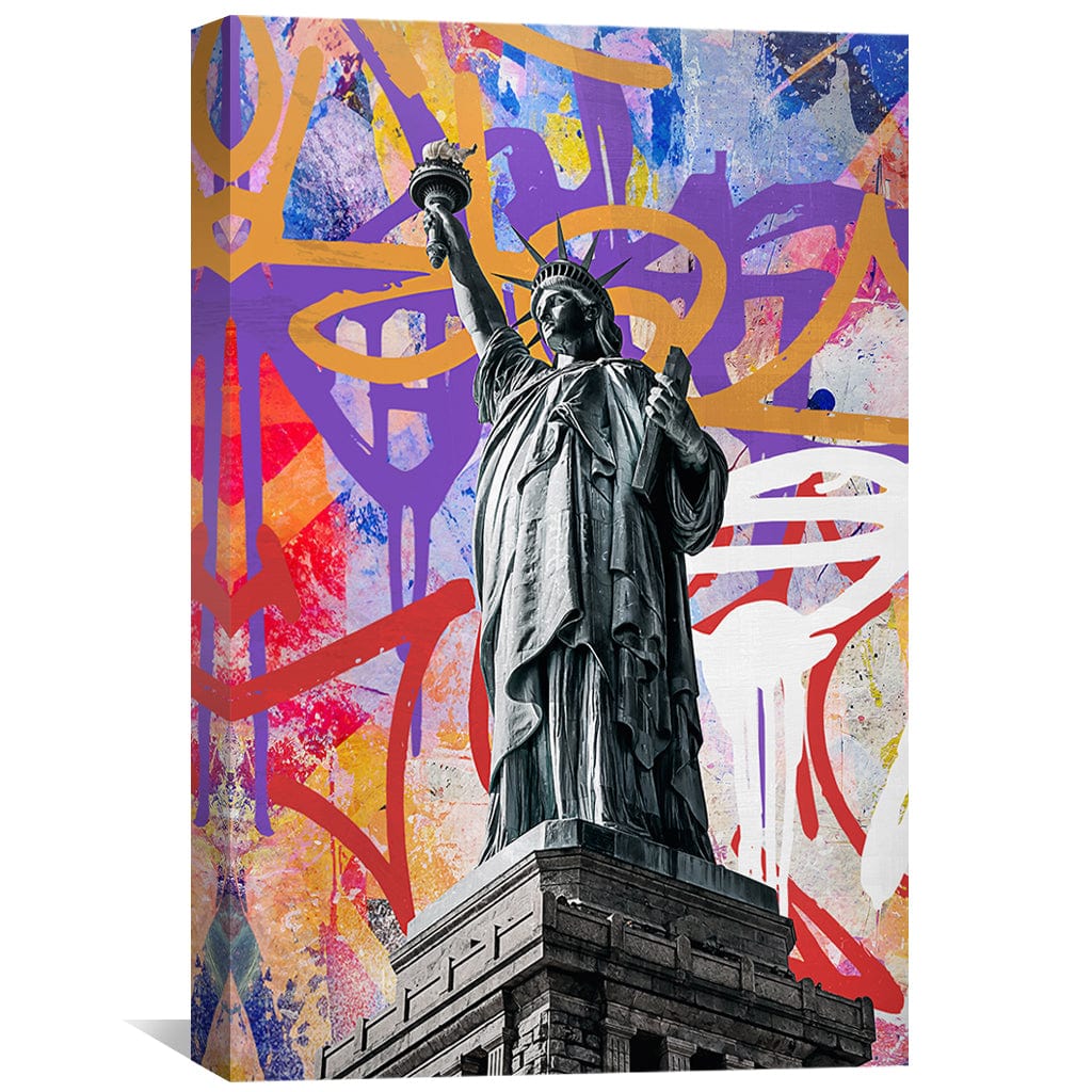 Vibrant Graffiti Liberty Statue Oil Painting for Modern Home Decor