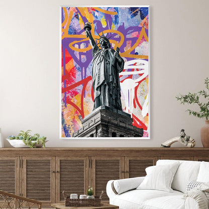 Vibrant Graffiti Liberty Statue Oil Painting for Modern Home Decor