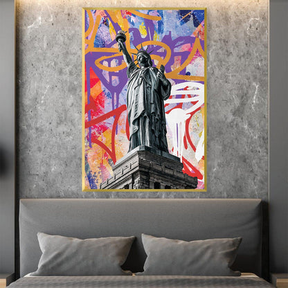 Vibrant Graffiti Liberty Statue Oil Painting for Modern Home Decor