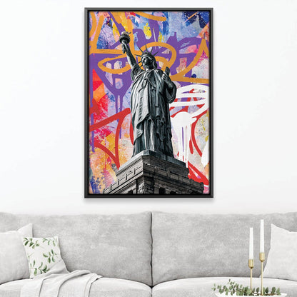 Vibrant Graffiti Liberty Statue Oil Painting for Modern Home Decor