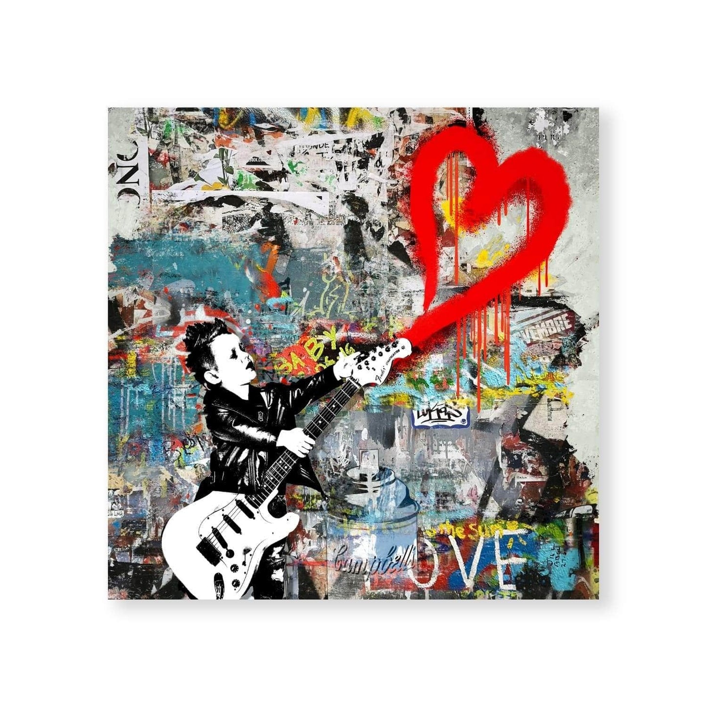 Urban Rock Guitarist Graffiti Art - Colorful Music Canvas for Modern Decor