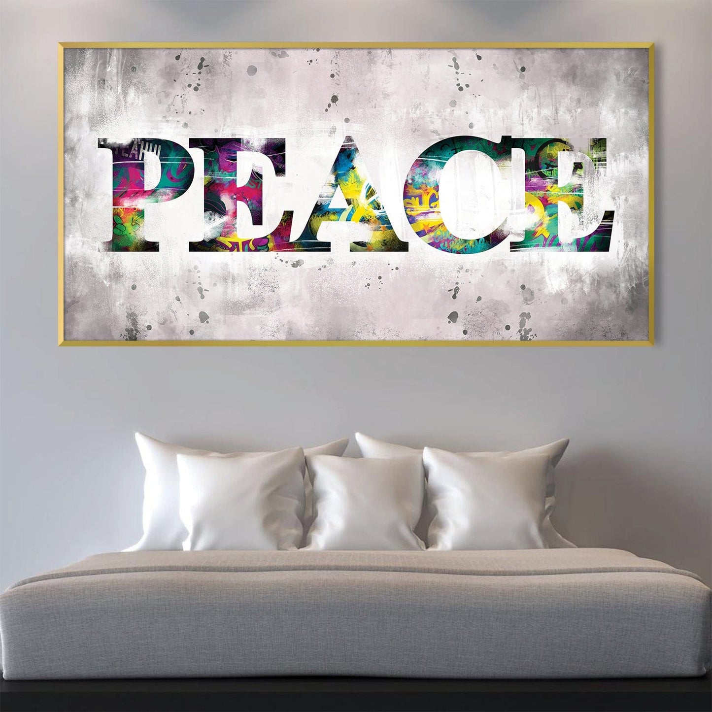 Vibrant Peace Graffiti Art Oil Painting for Modern Home Decor