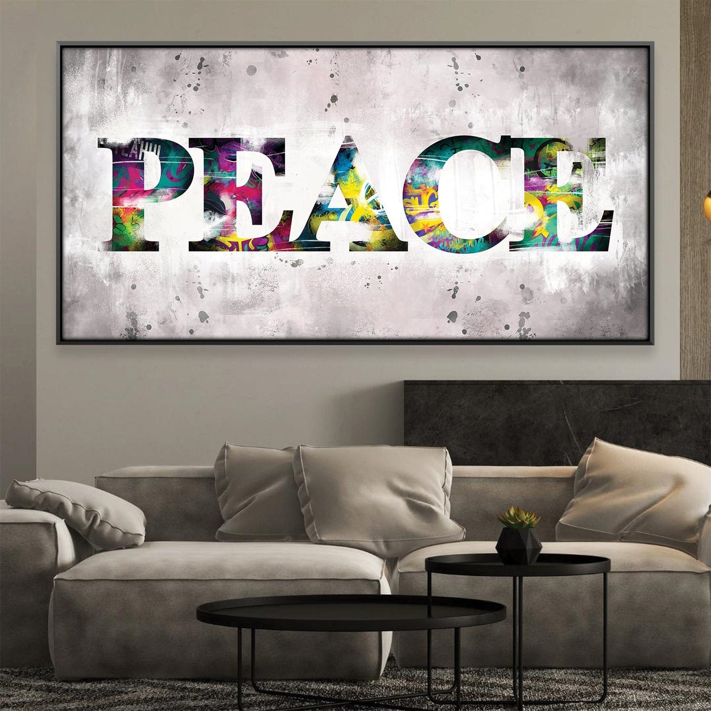 Vibrant Peace Graffiti Art Oil Painting for Modern Home Decor