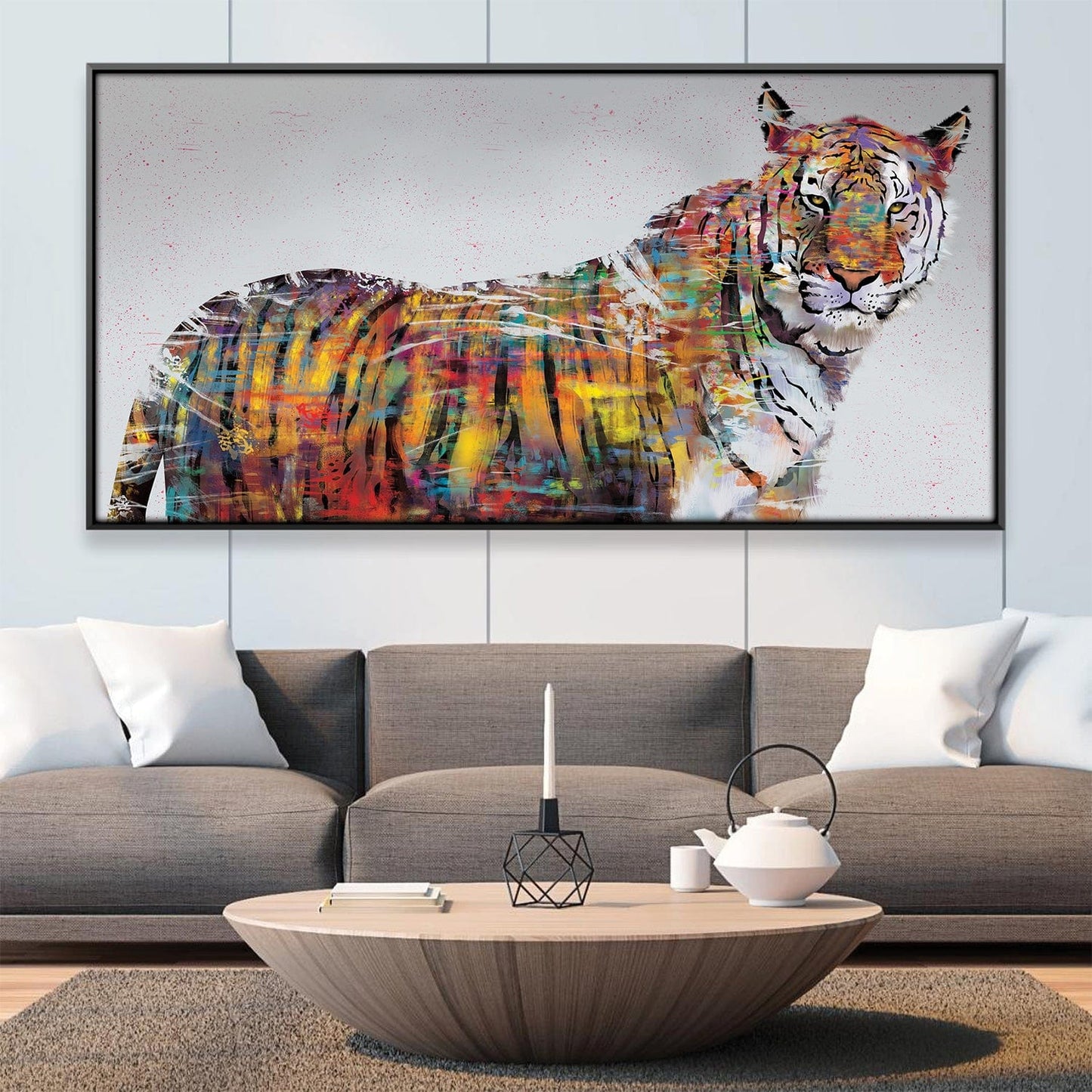 Vibrant Tiger Oil Painting - Colorful Canvas Wall Art for Modern Decor