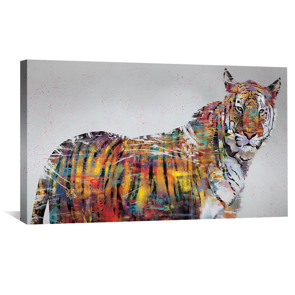 Vibrant Tiger Oil Painting - Colorful Canvas Wall Art for Modern Decor