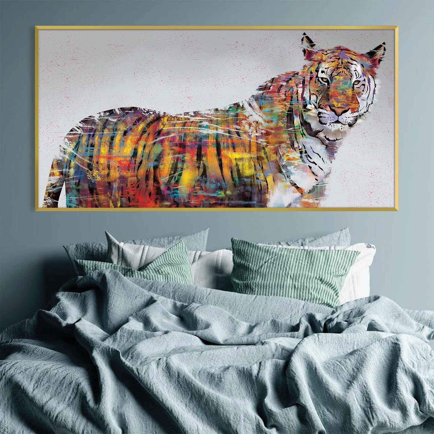 Vibrant Tiger Oil Painting - Colorful Canvas Wall Art for Modern Decor