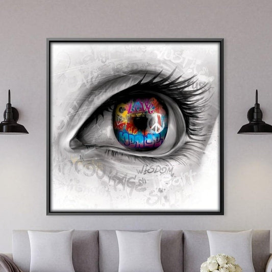 Vibrant Eye Art with Graffiti Elements - Captivating Wall Decor for Modern Spaces