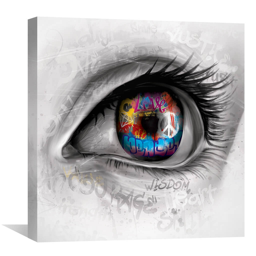 Vibrant Eye Art with Graffiti Elements - Captivating Wall Decor for Modern Spaces