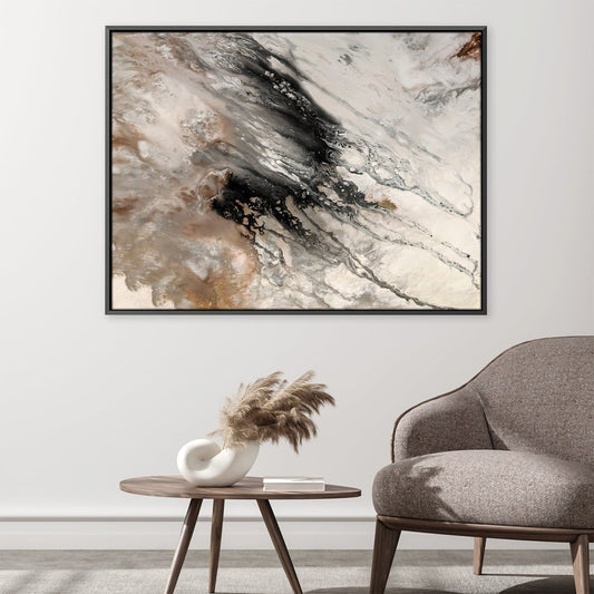 Abstract Granite Oil Painting in Warm Earth Tones for Modern Home Decor