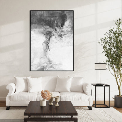 Elegant Gray and White Abstract Oil Painting for Modern Home Decor