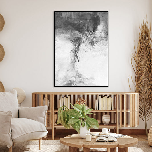 Elegant Gray and White Abstract Oil Painting for Modern Home Decor